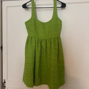 Zara Korea Green Bouclé Babydoll Mini Dress – Size Medium
